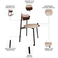 Cadeira De Jantar Estofada Kit 4 Ella M25 Linho Areia/whisky - Mpozenato - 3