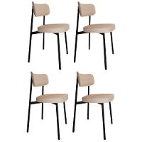 Cadeira De Jantar Estofada Kit 4 Ella M25 Linho Areia - Mpozenato - 1