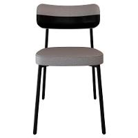 Cadeira De Jantar Estofada Kit 6 Ella M25 Linho Cinza Cl/preto - Mpozenato - 6