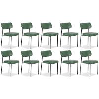 Cadeira De Jantar Estofada Kit 10 Milli A14 Sintético Verde Musgo - Mpozenato - 1