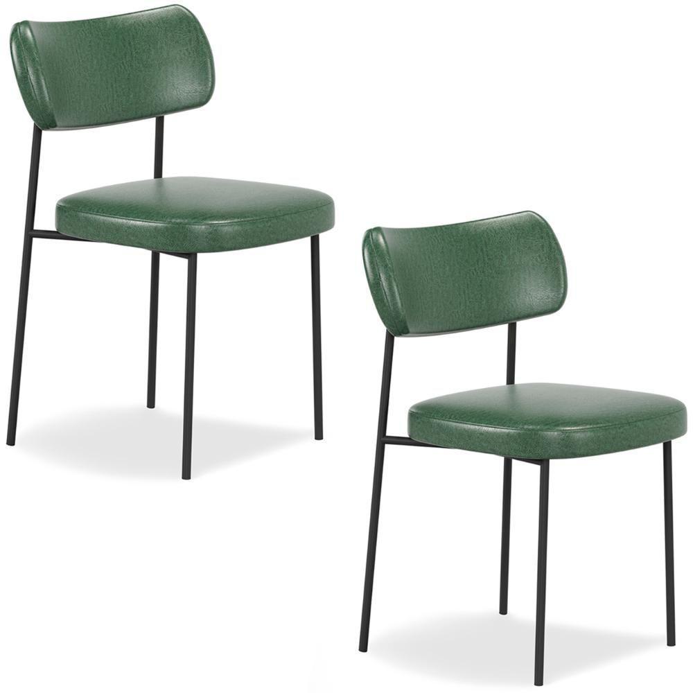 Cadeira De Jantar Estofada Kit 2 Milli A14 Sintético Verde Musgo - Mpozenato - 1