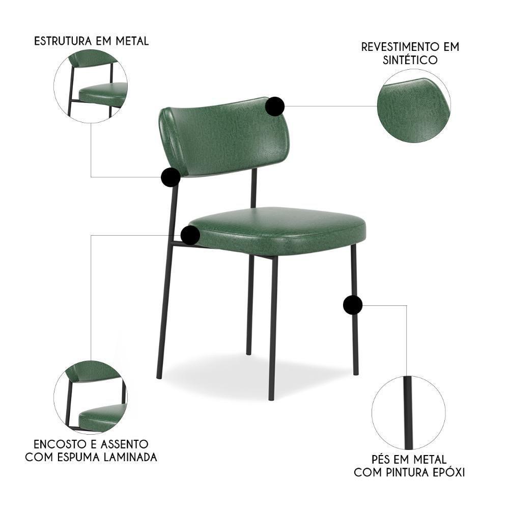 Cadeira De Jantar Estofada Kit 2 Milli A14 Sintético Verde Musgo - Mpozenato - 3