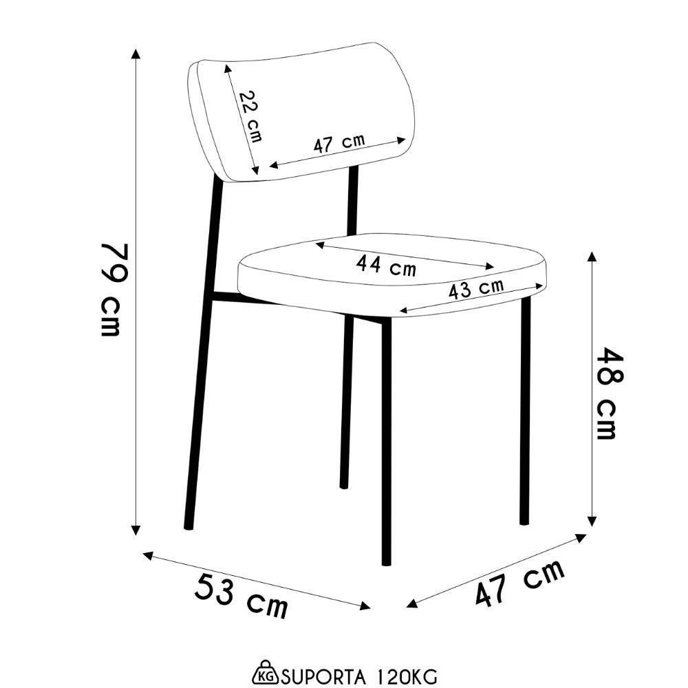 Cadeira De Jantar Estofada Kit 2 Milli A14 Sintético Caramelo - Mpozenato - 4