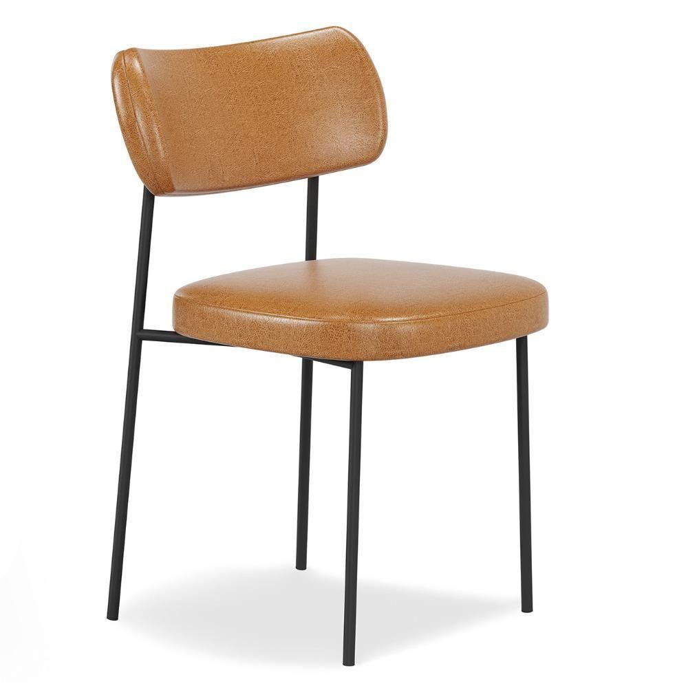 Cadeira De Jantar Estofada Kit 2 Milli A14 Sintético Caramelo - Mpozenato - 5