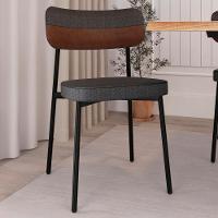 Cadeira De Jantar Estofada Kit 4 Ella M25 Linho Grafite/whisky - Mpozenato - 2