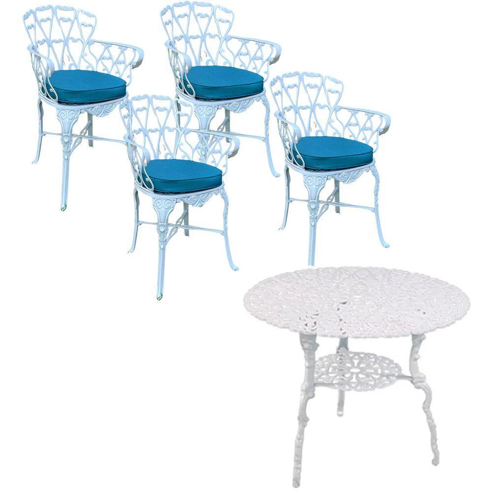 4 Cadeiras Viena Alumínio Mesa área Externa Jardim Varanda Azul Claro - 1