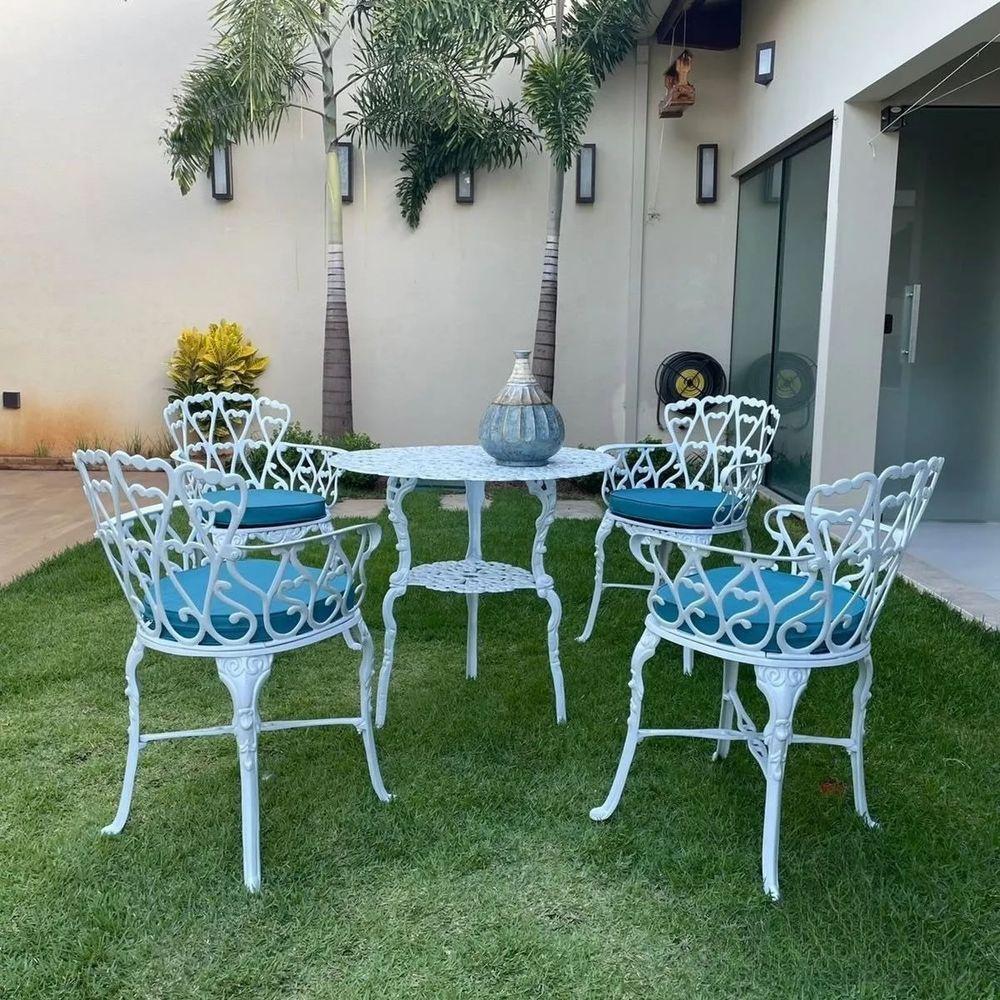 4 Cadeiras Viena Alumínio Mesa área Externa Jardim Varanda Azul Claro - 2