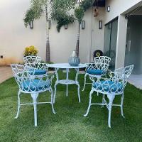 4 Cadeiras Viena Alumínio Mesa área Externa Jardim Varanda Azul Claro - 2