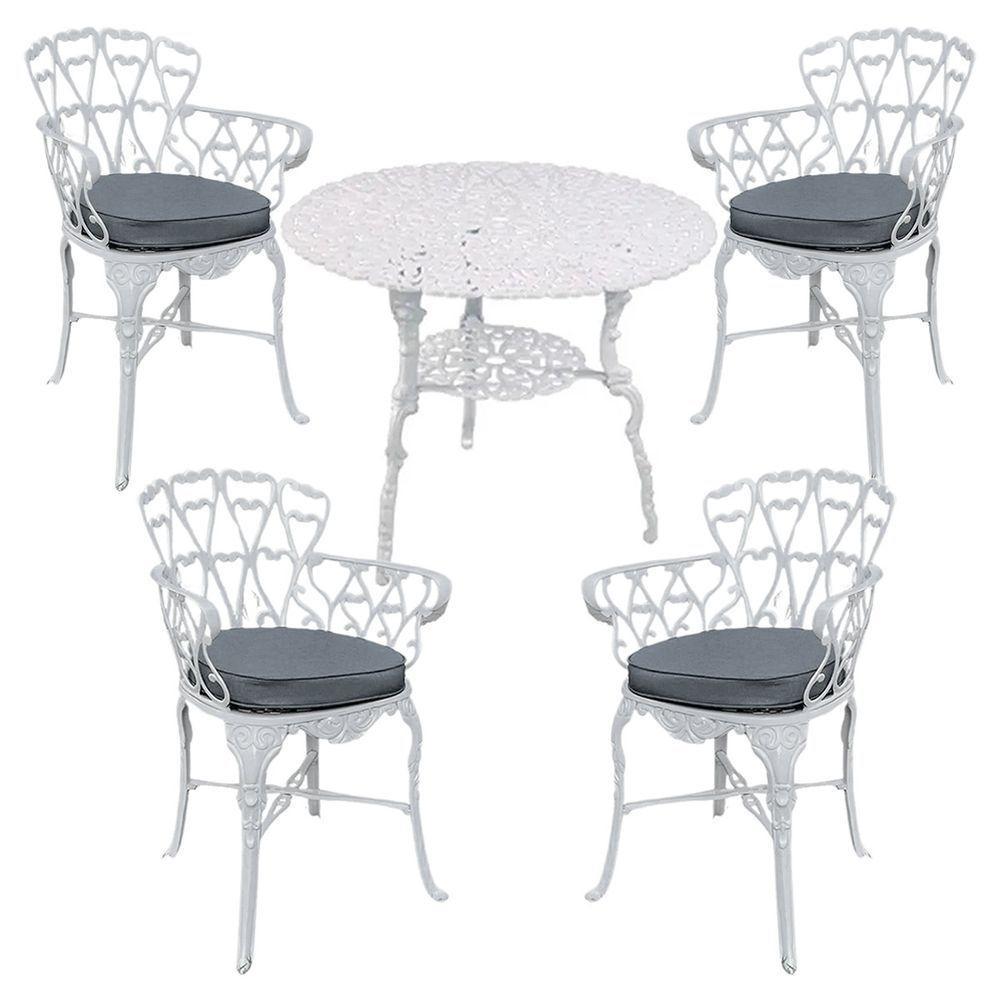 4 Cadeiras Viena Alumínio Mesa área Externa Jardim Varanda Cinza-escuro - 1
