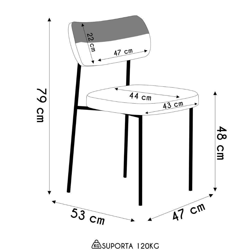 Cadeira De Jantar Estofada Kit 2 Milli A14 Linho Caramelo/areia - Mpozenato - 4