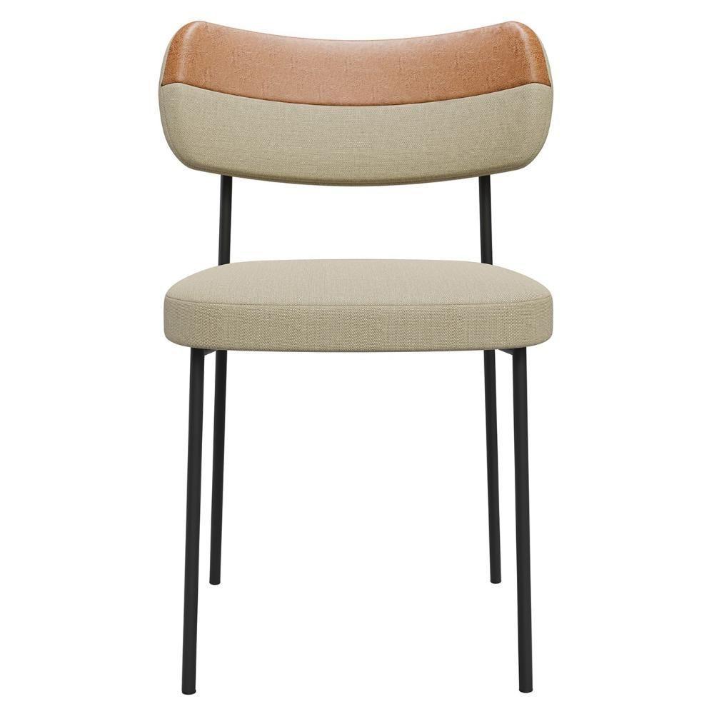 Cadeira De Jantar Estofada Kit 2 Milli A14 Linho Caramelo/areia - Mpozenato - 6