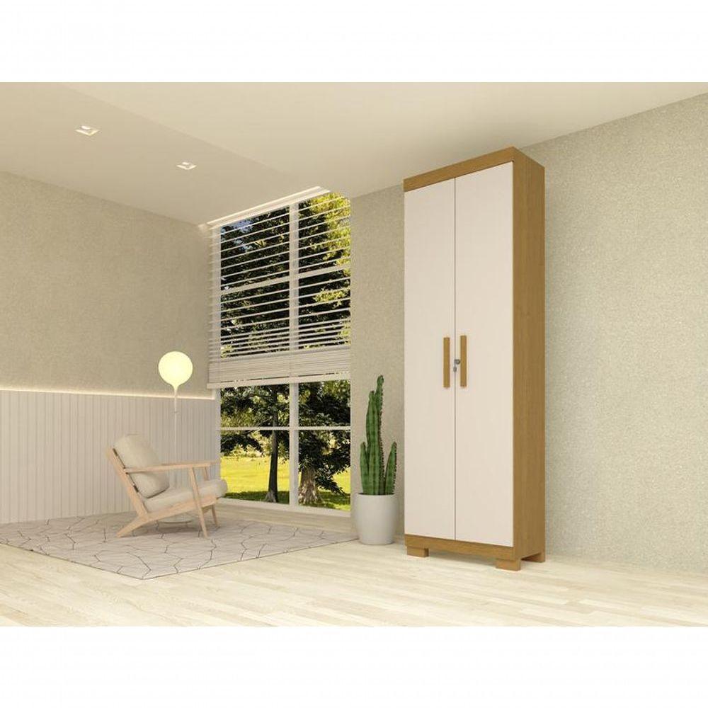 Kit 2 Armário Multiuso Israel 2 Portas com Chave 100% Mdf Linhamobília Cinamomo/off White - 2