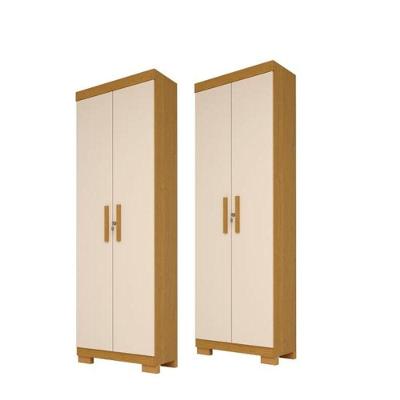 Kit 2 Armário Multiuso Israel 2 Portas com Chave 100% Mdf Linhamobília Cinamomo/off White