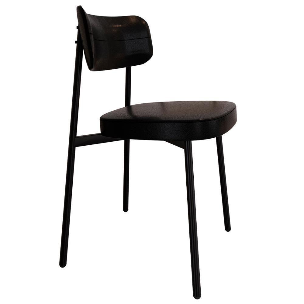Cadeira De Jantar Estofada Kit 2 Ella M25 Sintético Preto - Mpozenato - 5