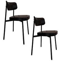 Cadeira De Jantar Estofada Kit 2 Ella M25 Sintético Preto - Mpozenato - 1