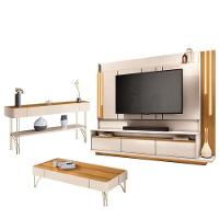 Estante Home Theater Montane E Aparador Vivant E Mesa De Centro Cadenza Off White Cinamomo - Hb Móveis - 1