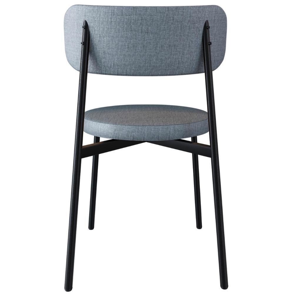 Cadeira De Jantar Estofada Kit 6 Nyka M25 Linho Cinza - Mpozenato - 7