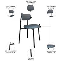 Cadeira De Jantar Estofada Kit 6 Nyka M25 Linho Cinza - Mpozenato - 3