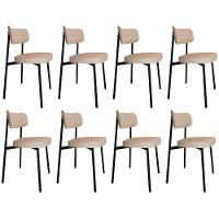 Cadeira De Jantar Estofada Kit 8 Ella M25 Linho Areia - Mpozenato - 1