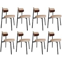 Cadeira De Jantar Estofada Kit 8 Ella M25 Linho Areia/whisky - Mpozenato - 1