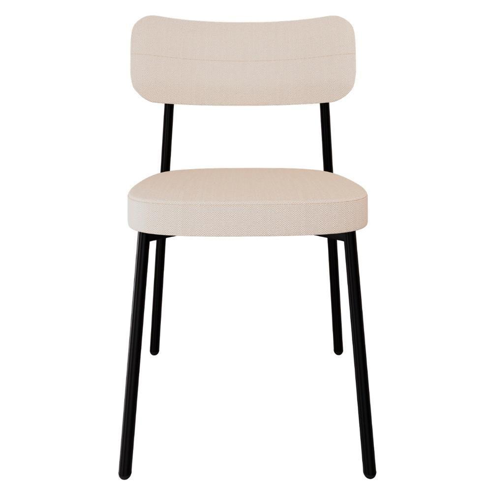 Cadeira De Jantar Estofada Kit 6 Ella M25 Linho Palha - Mpozenato - 6