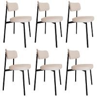 Cadeira De Jantar Estofada Kit 6 Ella M25 Linho Palha - Mpozenato - 1