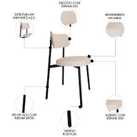 Cadeira De Jantar Estofada Kit 6 Ella M25 Linho Palha - Mpozenato - 3