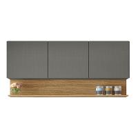 Armário Aéreo De Cozinha 3 Portas Com Nicho 1,50m Line Kit's Paraná Madeirado Grafite - 1