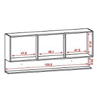 Armário Aéreo De Cozinha 3 Portas Com Nicho 1,50m Line Kit's Paraná Madeirado Grafite
