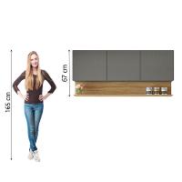 Armário Aéreo De Cozinha 3 Portas Com Nicho 1,50m Line Kit's Paraná Madeirado Grafite - 6