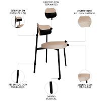 Cadeira De Jantar Estofada Fixa Ella M25 Linho Areia/preto - Mpozenato - 3