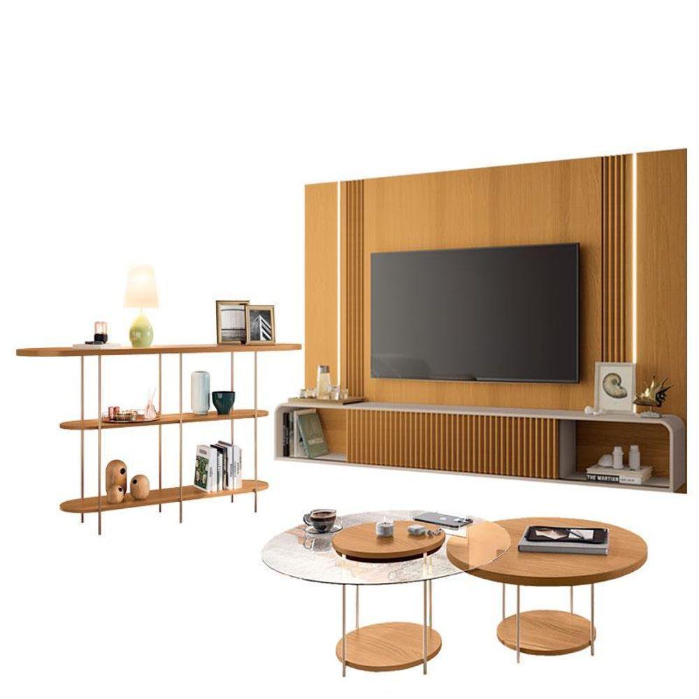 Home Suspenso Empire Cinamomo Off White E Aparador Infinity E Kit Mesa De Centro Sky Cinamomo- Hb Móveis - 1