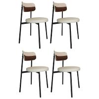 Cadeira De Jantar Estofada Kit 4 Nyka M25 Linho Areia/whisky - Mpozenato - 1