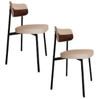 Cadeira De Jantar Estofada Kit 2 Ella M25 Linho Areia/whisky - Mpozenato - 1