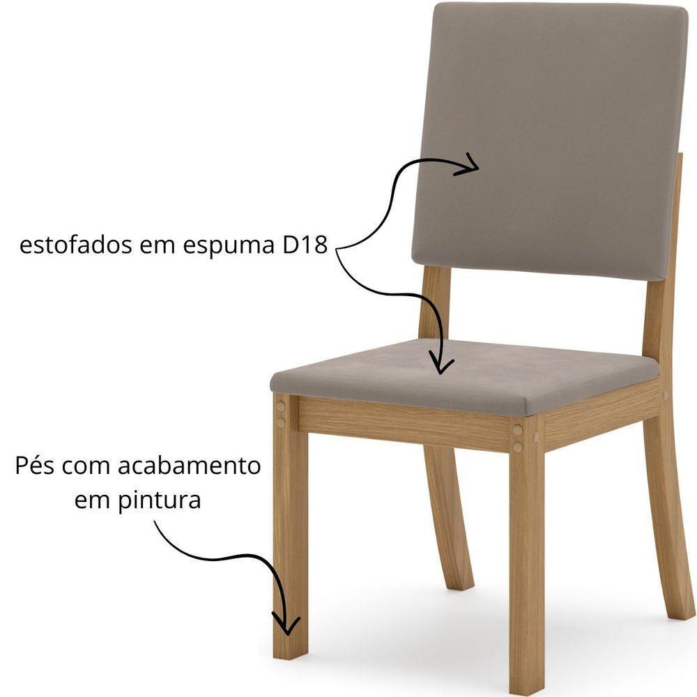 Kit Com 4 Cadeiras De Jantar Milla - Nature / Marrom Amêndoa - 5