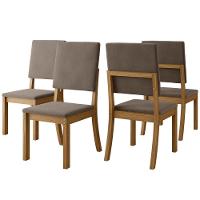 Kit Com 4 Cadeiras De Jantar Milla - Nature / Marrom Amêndoa - 1