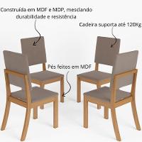 Kit Com 4 Cadeiras De Jantar Milla - Nature / Marrom Amêndoa