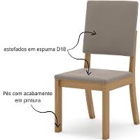 Kit Com 4 Cadeiras De Jantar Milla - Nature / Marrom Amêndoa - 5