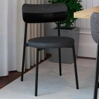 Cadeira De Jantar Estofada Kit 4 Nyka M25 Linho Grafite/preto - Mpozenato - 2