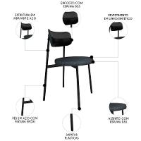 Cadeira De Jantar Estofada Kit 4 Nyka M25 Linho Grafite/preto - Mpozenato - 7