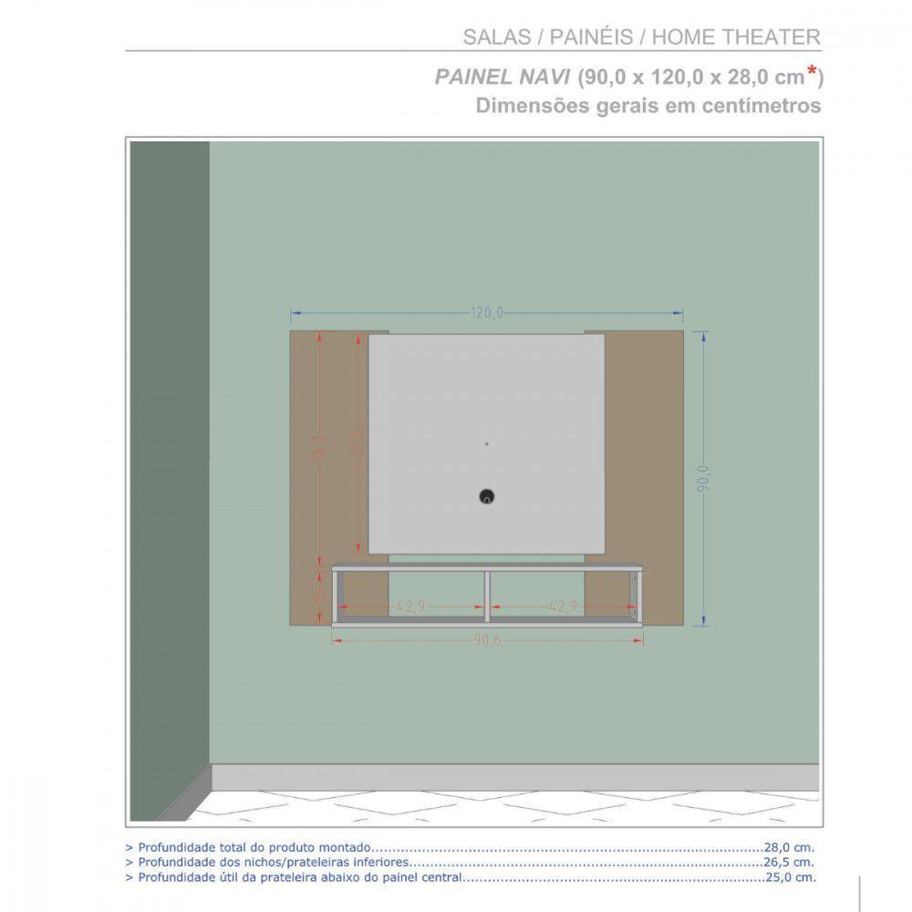 Painel Para Tv Até 48 Polegadas Navi Preto E Pintura Ripado Preto/nature - 4