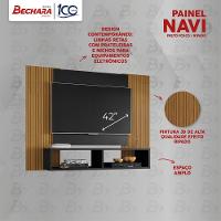 Painel Para Tv Até 48 Polegadas Navi Preto E Pintura Ripado Preto/nature - 3