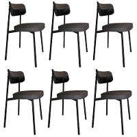 Cadeira De Jantar Estofada Kit 6 Ella M25 Linho Grafite/preto - Mpozenato - 1