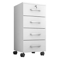 Kit 2 Gaveteiros Para Escritório Gávea Com Chave E 2 Livreiros Office Com Portas Pequenas Branco Fosco - Móveis Leão - 2