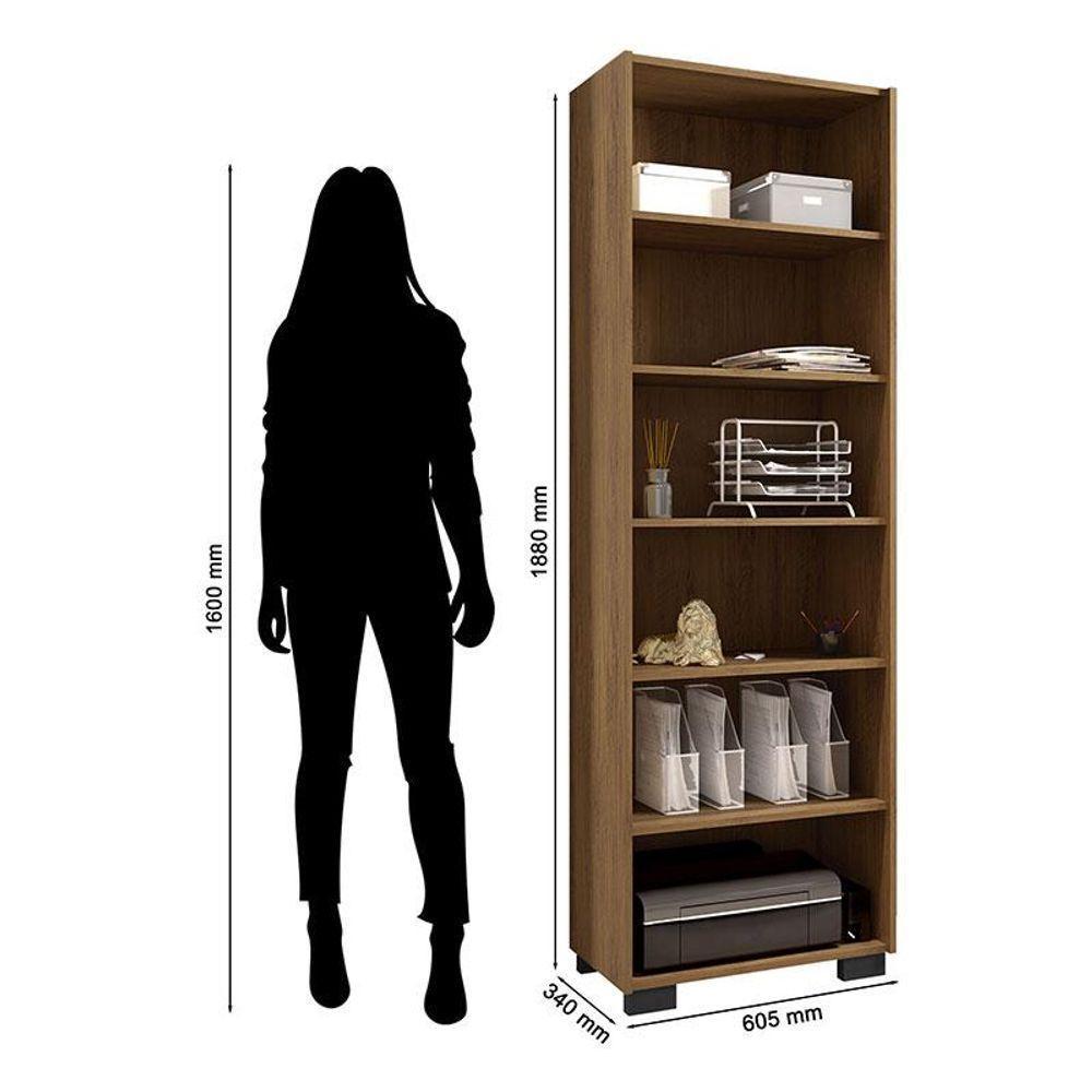 Kit 2 Gaveteiros Para Escritório Gávea Com Chave E 2 Livreiros Office Freijó Fosco - Móveis Leão - 6