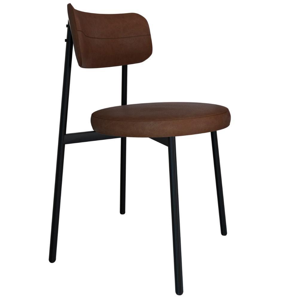 Cadeira De Jantar Estofada Kit 4 Nyka M25 Sintético Whisky - Mpozenato - 5