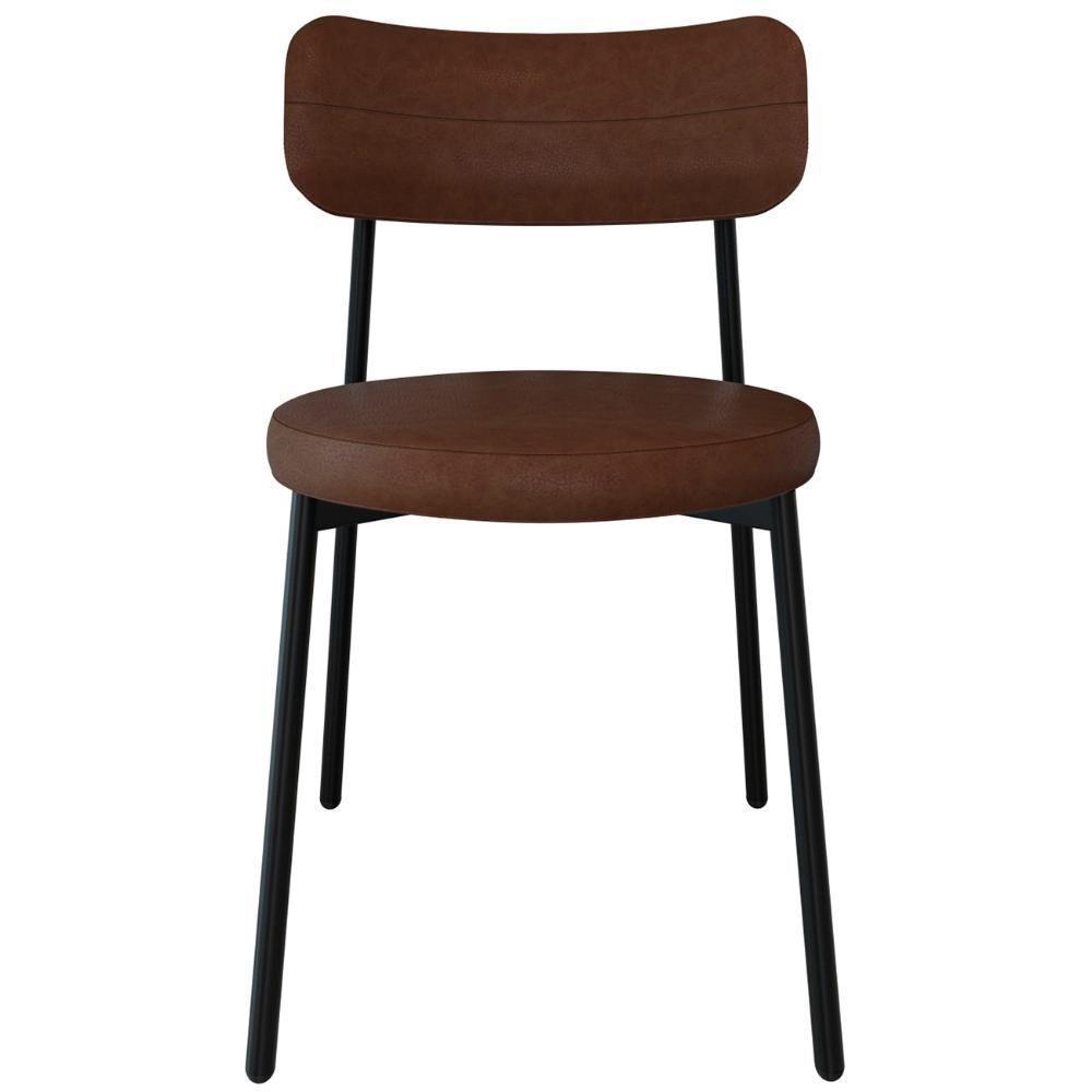 Cadeira De Jantar Estofada Kit 4 Nyka M25 Sintético Whisky - Mpozenato - 6