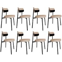 Cadeira De Jantar Estofada Kit 8 Ella M25 Linho Areia/preto - Mpozenato - 1