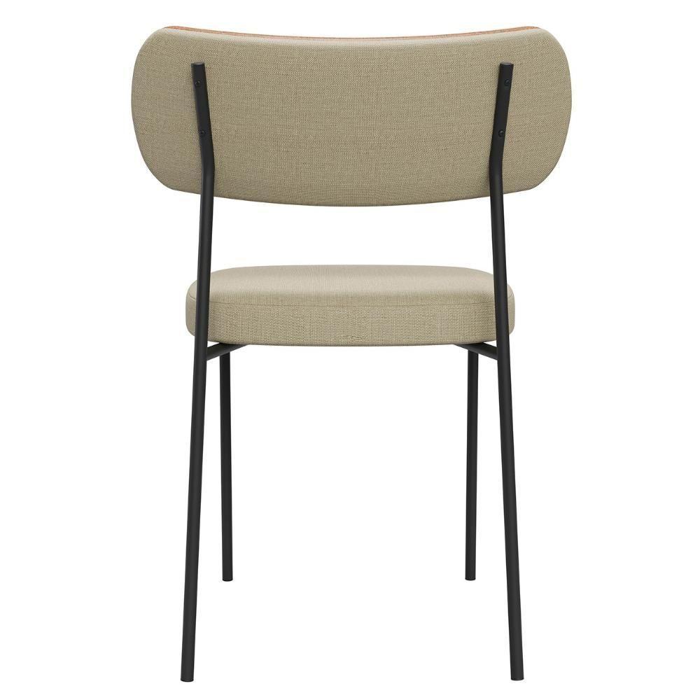 Cadeira De Jantar Estofada Kit 8 Milli A14 Linho Caramelo/areia - Mpozenato - 1