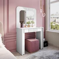 Penteadeira Camarim Rouge Com Espelho Branco Brilho Bechara Branco Brilho - 2